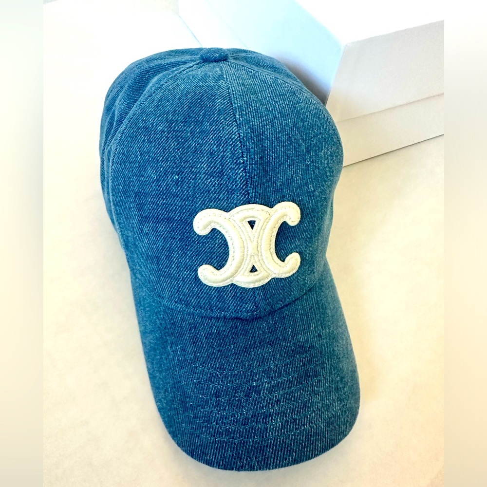 Denim Blue Women's Baseball Cap with Cream Logo